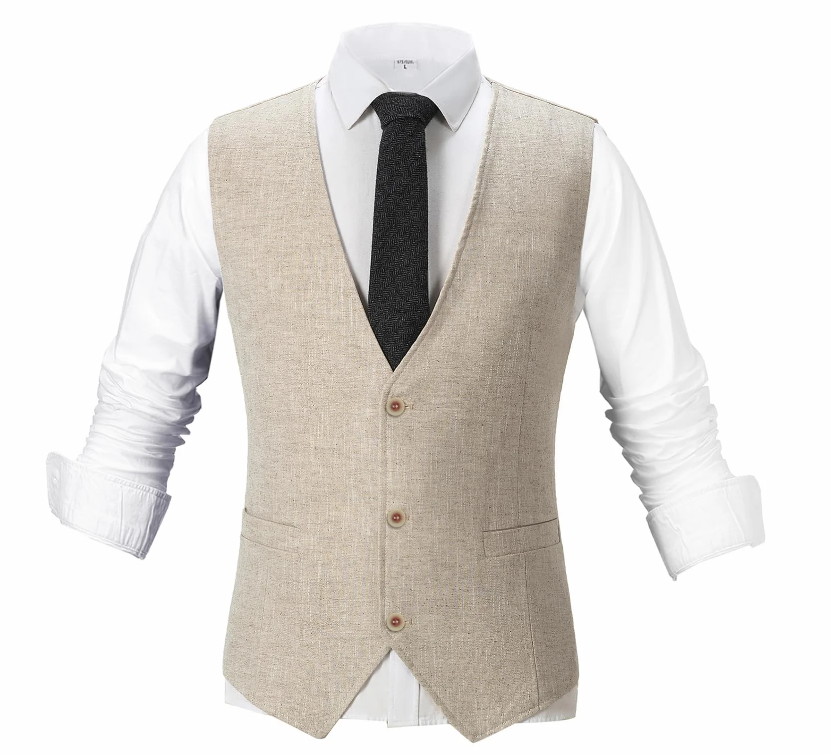 Gilet estivo da uomo in lino, dallo stile casual e con taglio dritto