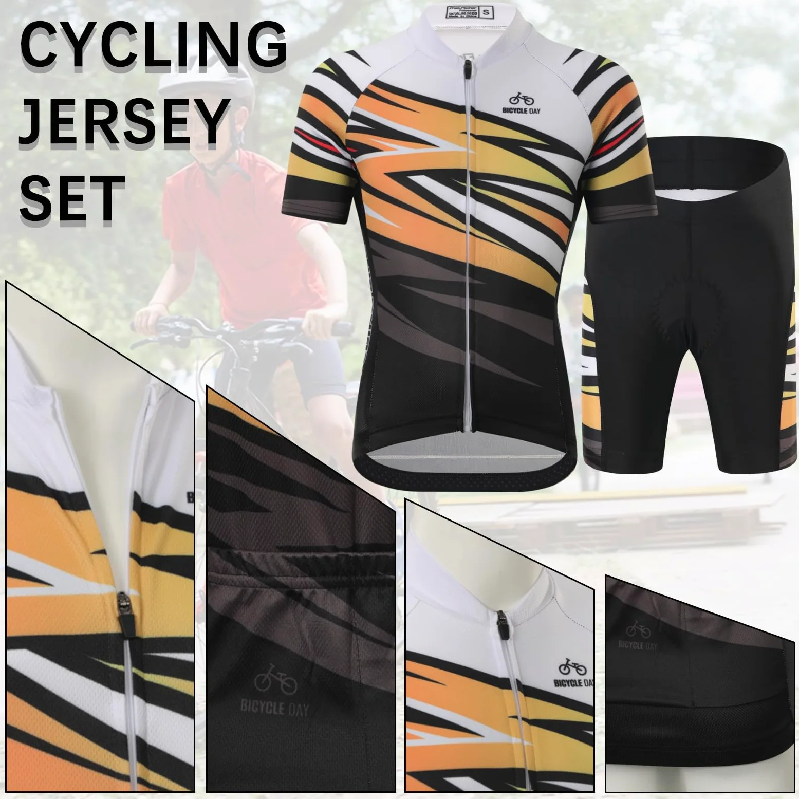 Bambini Bambine Completo da Ciclismo ad Asciugatura Rapida Maglia Maglietta a Maniche Corte Pantaloncini Traspirante per Ragazzi Ragazze