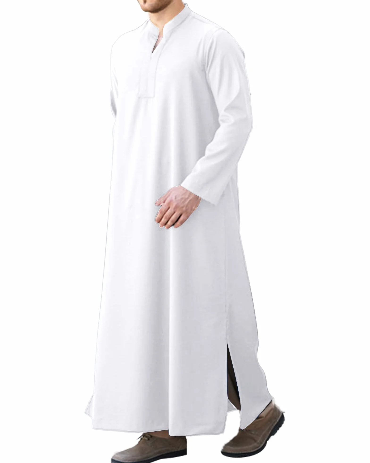 LVCBL Caftano da uomo, a maniche lunghe, caftano, da uomo, con tasche, vestibilità universale, M-3XL