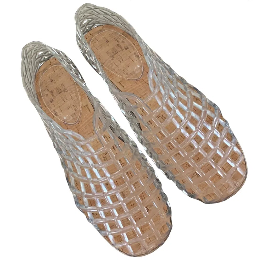 Donna Jelly Flats Moda Slip-on Flats Punta Quadrata Spiaggia Jelly Scarpe Leggero Casual Sandali Piatti Traspirante per Viaggi All'aperto