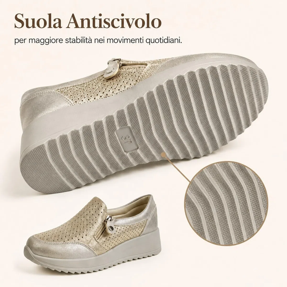 Scarpe Donna Slip On con Zeppa Sneakers Comode Casual Traspiranti Suola Alta Antiscivolo Leggere Senza Lacci Scarpe da Passeggio