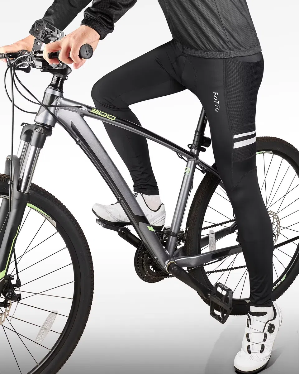 ROTTO Pantaloni Ciclismo Uomo Lunghi Imbottiti e Senza Imbottitura Ciclista Pantaloni Bici con Tasche Multiple