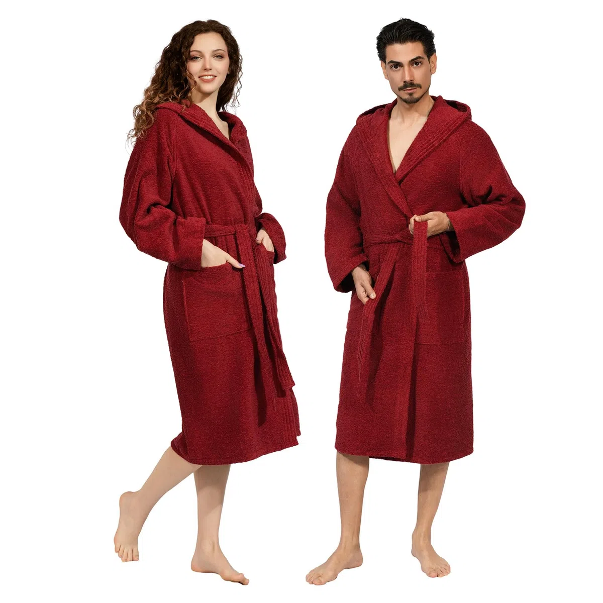 Accappatoio Donna e Uomo in Spugna 100% Cotone - Accappatoio Super Assorbente con Cappuccio - Morbido, Leggero, Anti-Pilling, Made in Italia