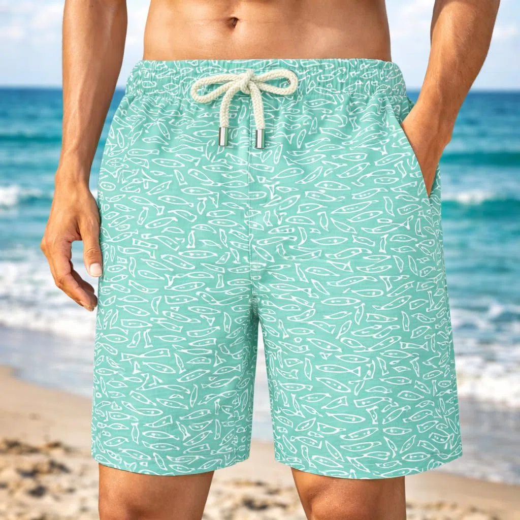Costume da Bagno Uomo Asciugatura Rapida, Pantaloncini da Nuoto in Poliestere per Spiaggia e Piscina, Shorts Sportivi con Fodera in Rete e Tasche