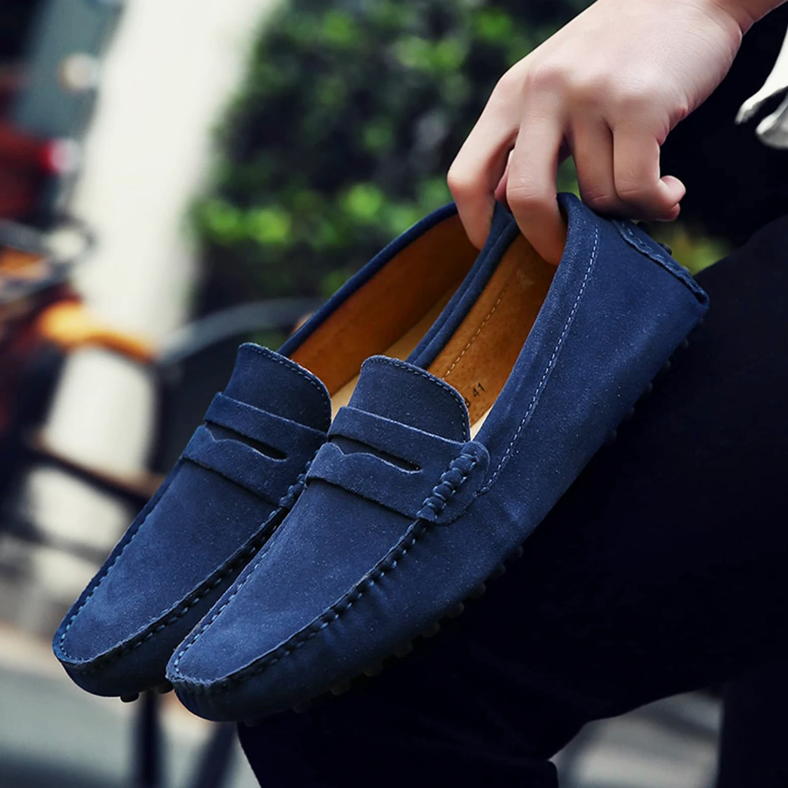 LZQpearl Mocassini Penny da Uomo, Scarpe Basse da Uomo in Pelle Scamosciata, Slip on Boat Deck Casual Mocassino Pantofole per Unisex Adulti E Adolescenti