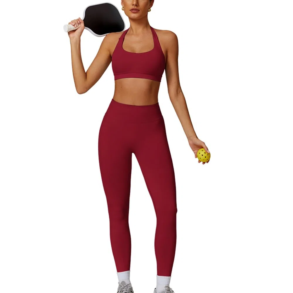 JN JANPRINT Set da palestra senza cuciture per le donne 2 pezzi Halter Backless reggiseni sportivi nascosti leggings scrunch abiti da yoga tuta allenamento