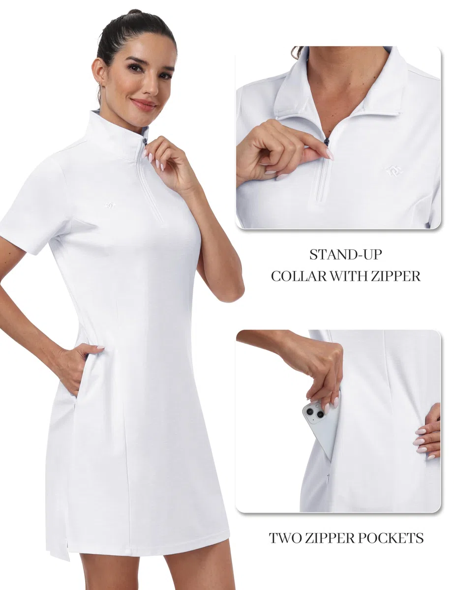 MoFiz Abito da golf da donna Polo Sportivo Manica Corta Quick Dry Casual Workwear Button