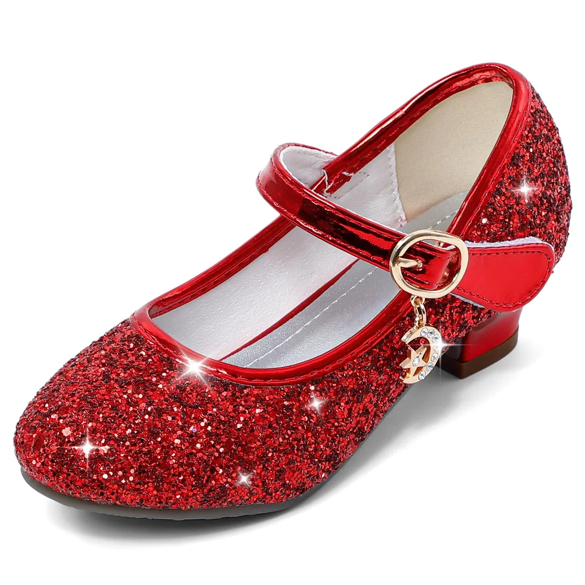 5-10 Anni Scarpe Principessa Bambina Eleganti Glitterate Ballerine con Tacco per Ragazza