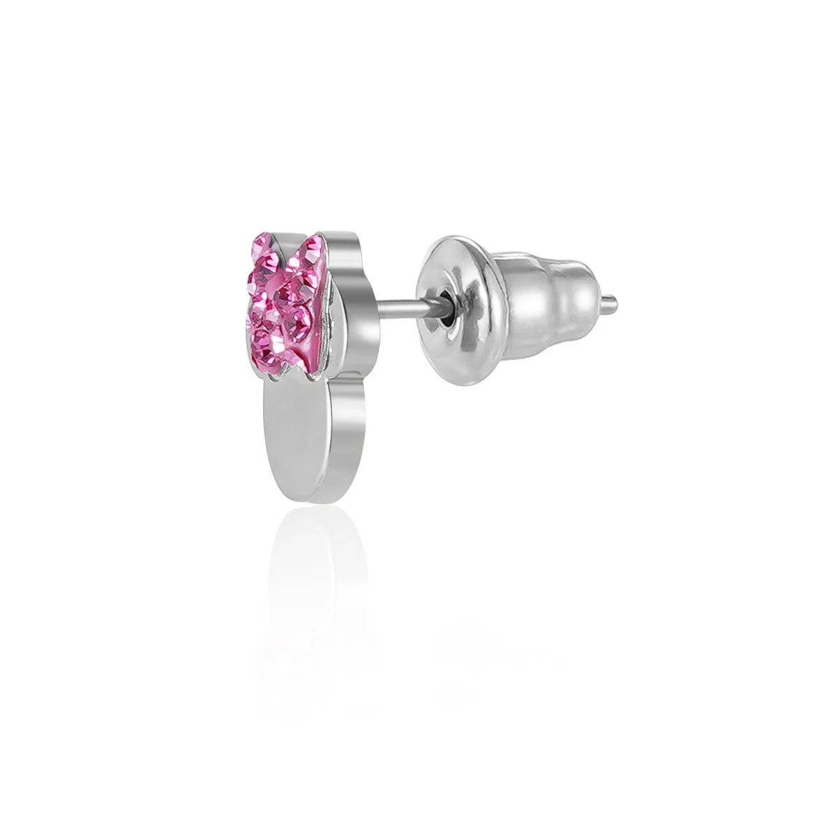 Disney Orecchini Minni Mouse, Collezione Acciaio Inossidabile, Colore Argento, UNICO, Pietre di zirconia cubica, Regalo per Ragazze e Donne