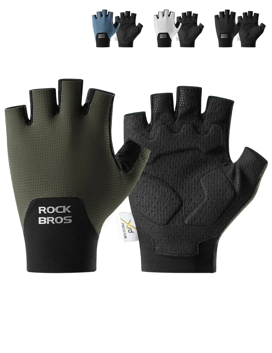 ROCKBROS Guanti da Ciclismo Mezze Dita, Guanti Sportivi con Imbottitura Ammortizzante, Traspiranti ed Elastici, Uomo e Donna, per Bici, Corsa, Palestra