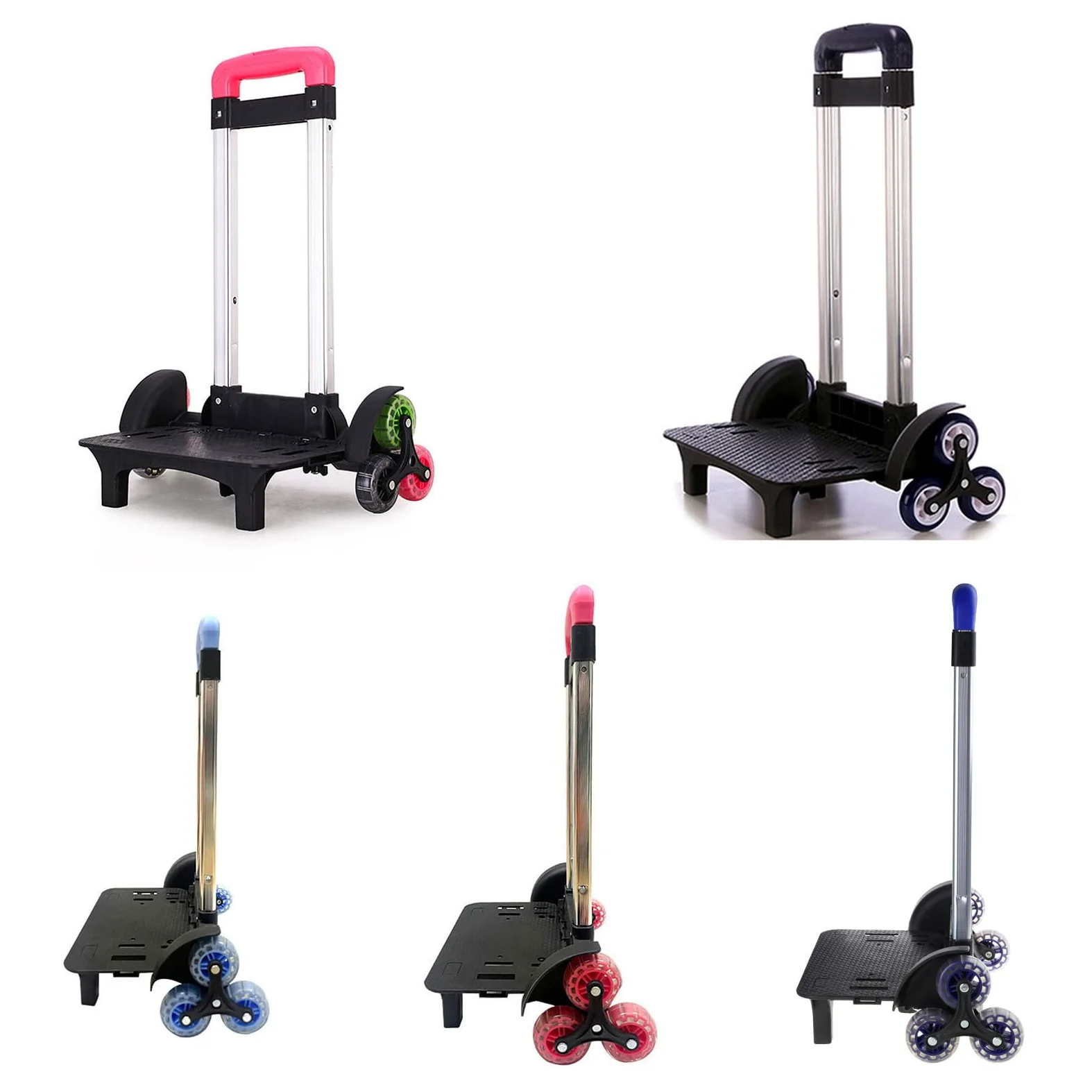 Carrello per Bagagli da Studente Carrello Pieghevole Trolley Durevole in Lega di Alluminio Carrello per 6 Zaini per Borsa Scolastica