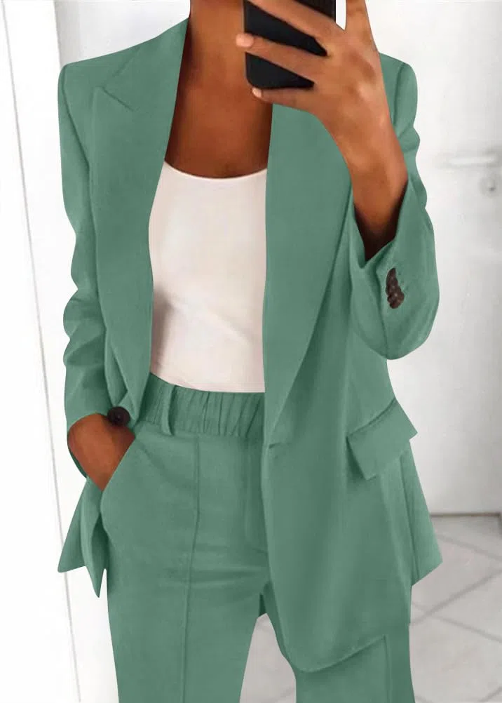 shownicer Tailleur Donna Eleganti Pantaloni e Giacca da Cerimonia Completo Blazer a Maniche Lunghe Tuta Elastici in Vita Set di Abiti in Tinta Unita Due Pezzi Elegante Suit
