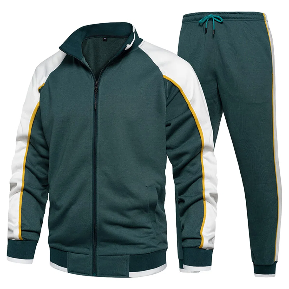 amropi Tute da Ginnastica Uomo Maniche Lunghe Felpa con Cerniera e Jogging Pantaloni Sportiva Set
