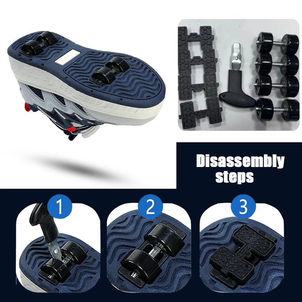 Mateju Scarpe con Rotelle Bambini Ragazza e Ragazzo, Scarpe da Skateboard Sportive all'aperto Traspirante 2 in 1 con 4 Ruote Rimovibili, Scarpe da Ginnastica Adolescente con Ruote