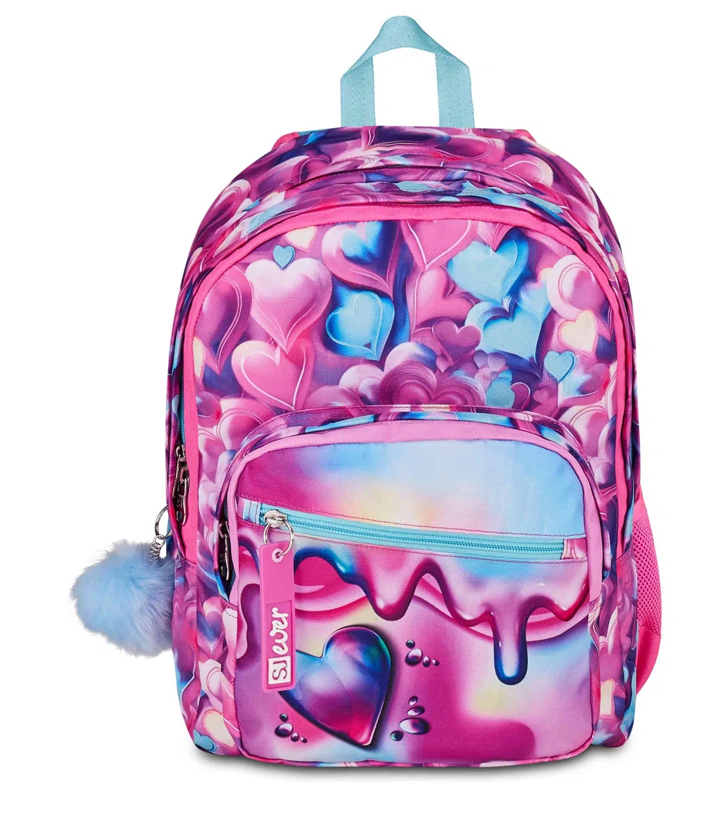 SJ GANG STYLE JAM GANG Zaino Scuola Doppio Scomparto, Sj Ever Pink Beat, Rosa, 31 L, Con Tasca Porta Borraccia e Charm Staccabile, Elementari, Bambina