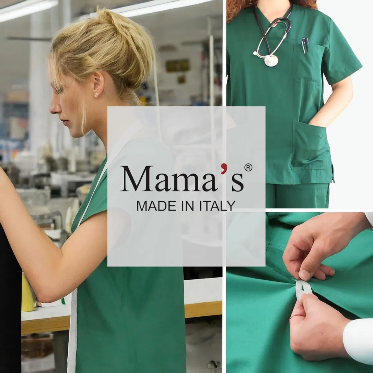 Mama's Divisa Sanitaria Donna/Uomo personalizzata manica lunga con cerniera e taschio ricamato incluso - No Stiro
