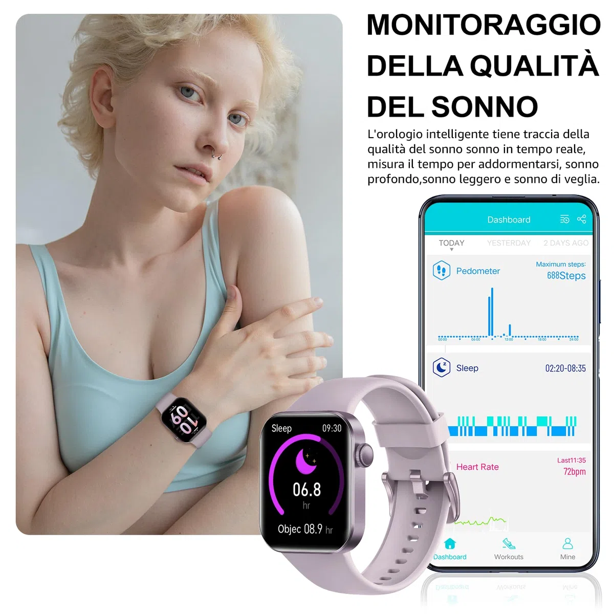 Smartwatch Uomo Donna, 1.85" Orologio Smartwatch con Effettua/Risposta Chiamate, 140 Sportive Smart Watch con Contapassi/Sonno/Cardiofrequenzimetro/SpO2, Impermeabil IP68 Smartband per Android iOS