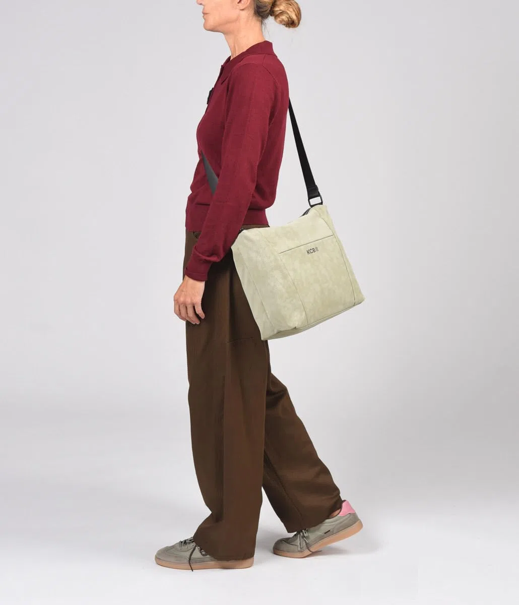 KCB Borsa a tracolla grande Hide | grande capacità e organizzazione | tasche multiuso con cerniera | materiale resistente | maniglie regolabili | 100% vegano