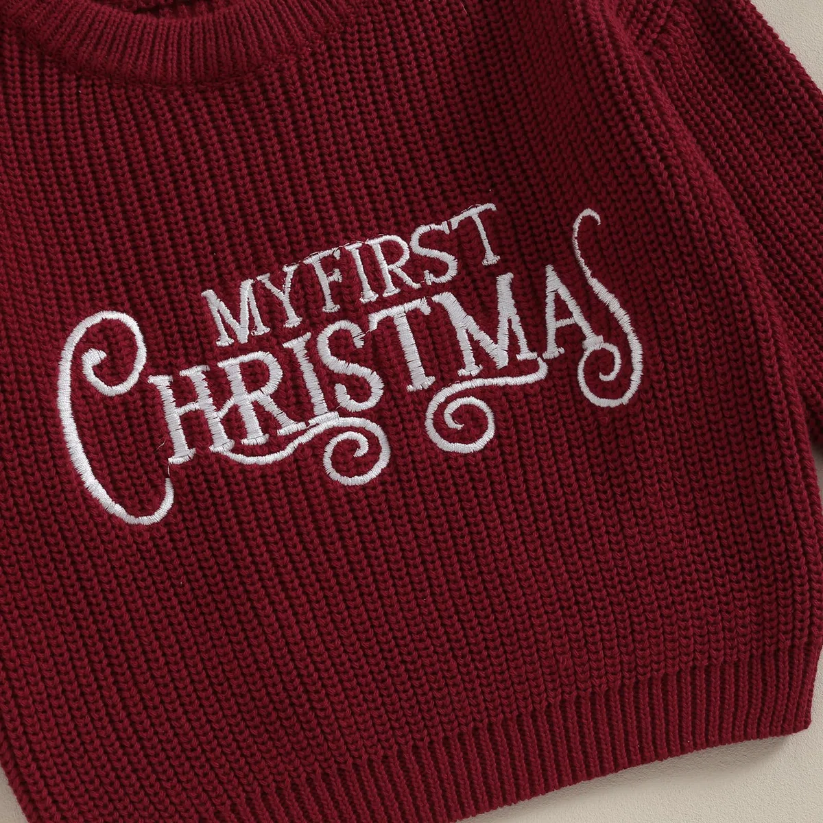 LYSINK Maglione natalizio a maglia per neonato con ricamo a lettere classiche a girocollo a maniche lunghe per autunno inverno