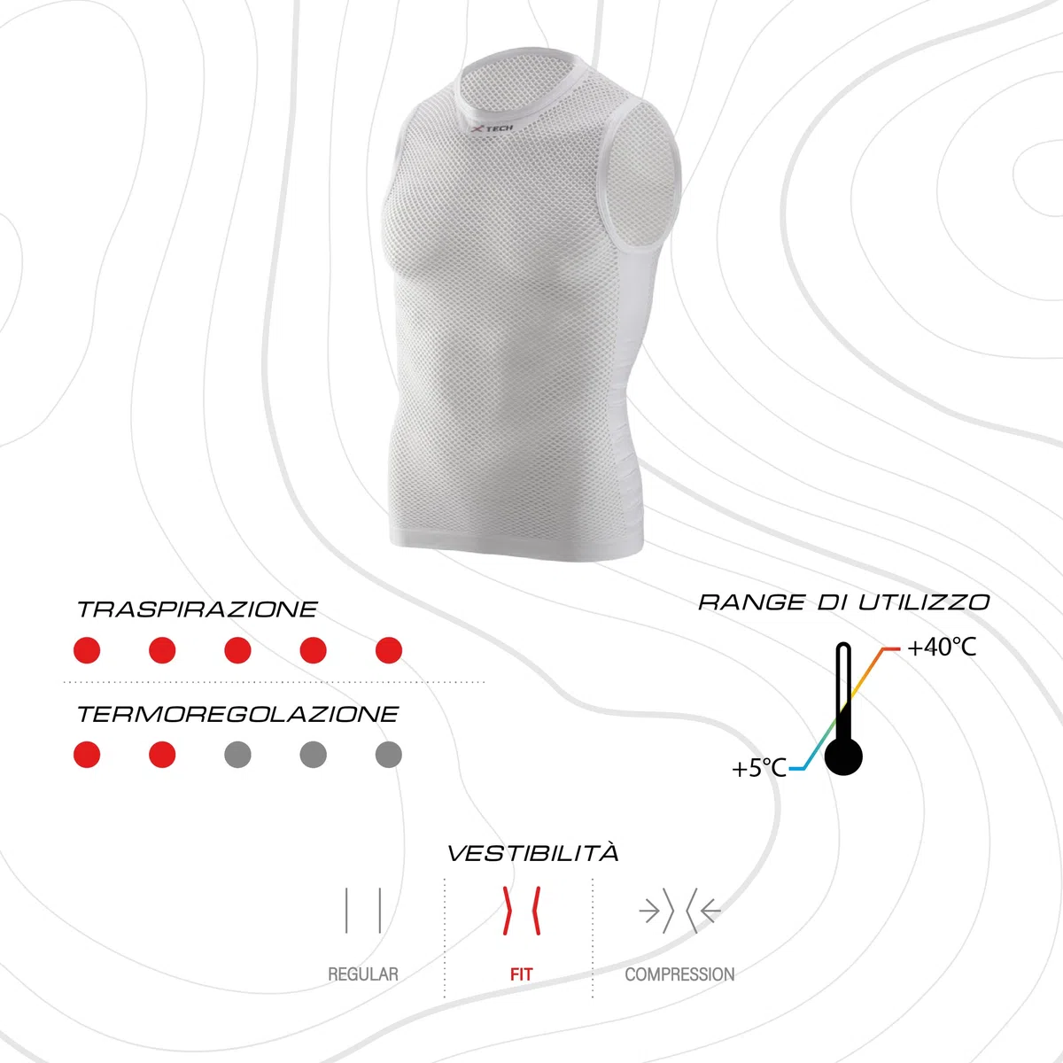 Maglia Air Evo Bianco, Canotta Estiva in Rete, Tecnologia Seamless, Ultra Traspirante, Seconda Pelle