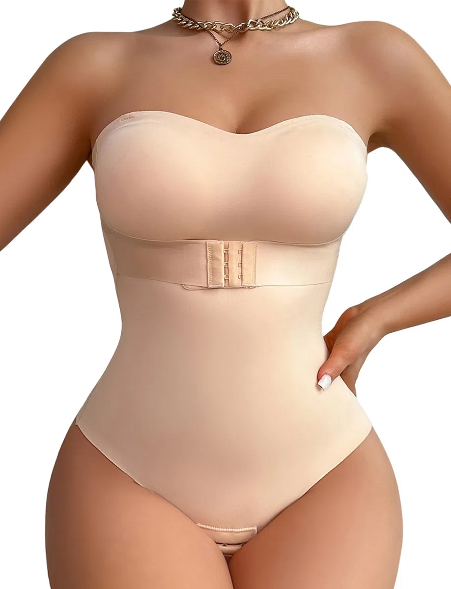 FEOYA Body Sculptant Donna Pancia piatta Body Gainant Donna Invisible Push Up Bodysuit Shapewear Bodysuit senza spalline con imbottitura rimovibile e spalline