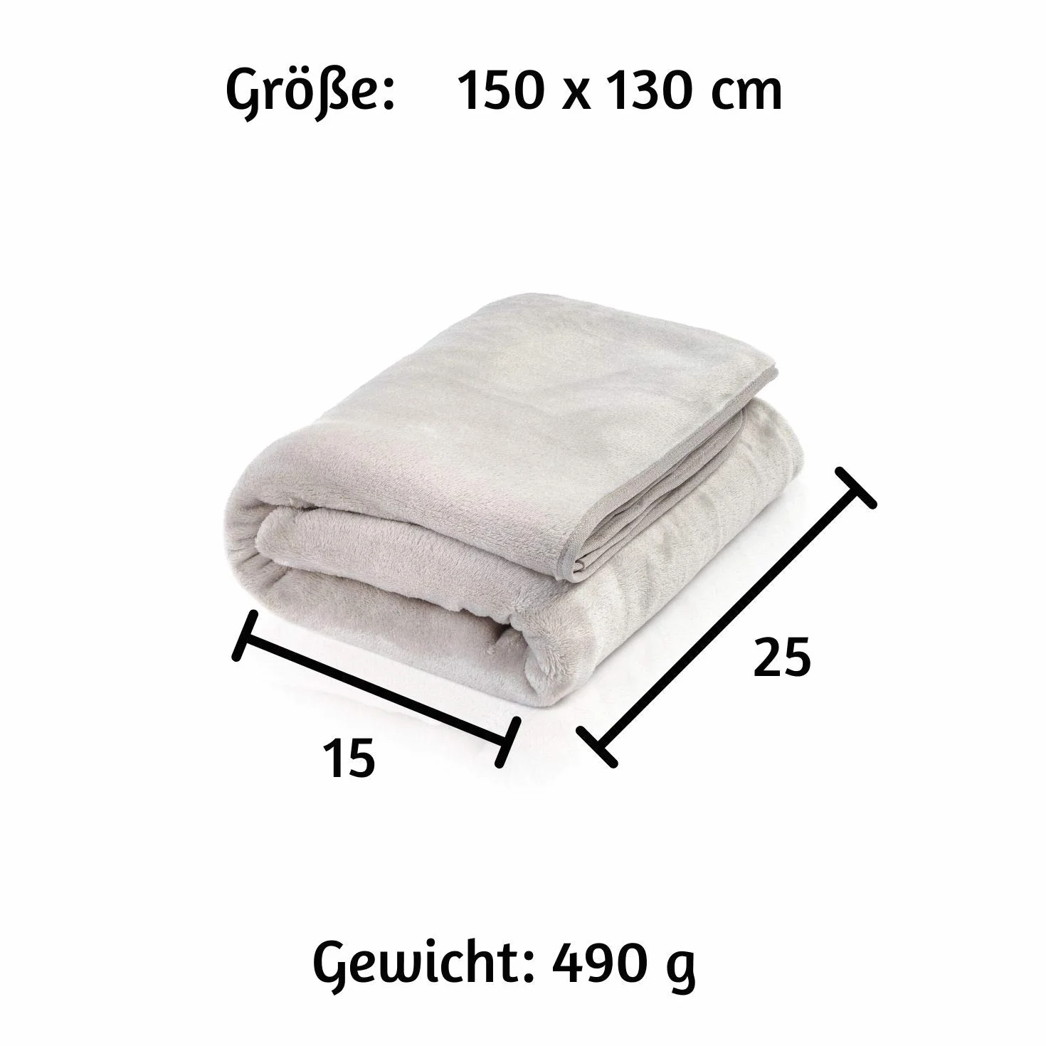 Coperta da viaggio in pile – calda e morbida – ben comprimibile con borsa – 150 x 130 cm – per viaggi in aereo, treno o auto, per esterni o campeggio, grigio., 150 x 130 cm - 25x15 cm,