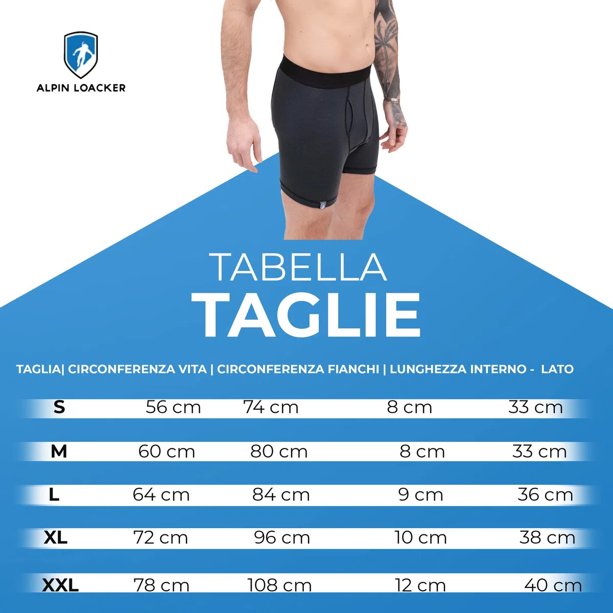 ALPIN LOACKER - Boxer Uomo in Lana Merino - Pantaloni Sportivi per l'inverno e L'Estate, Intimo Termico, Abbigliamento Running
