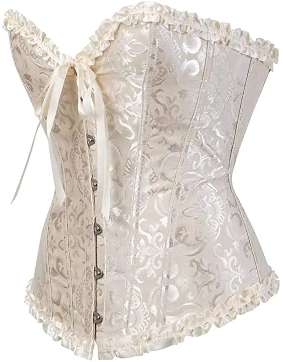 Corsetto Donna Sexy Burlesque Overbust Corsetti Bustino per Halloween, Carnevale e Feste