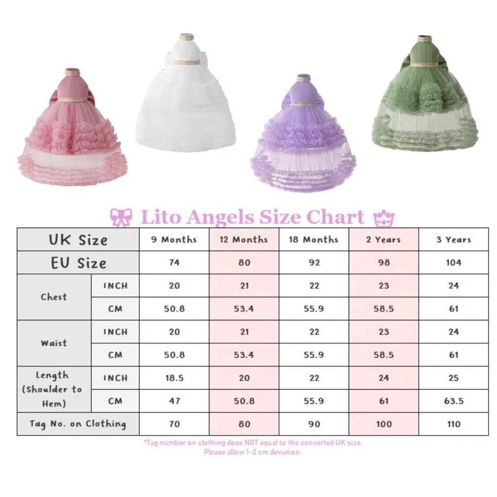 Lito Angels Abito da Principessa per Bambina con Gonna in Tulle a Strati e Fiocco sul Retro, Perfetto per Matrimonio, Festa o Cerimonia
