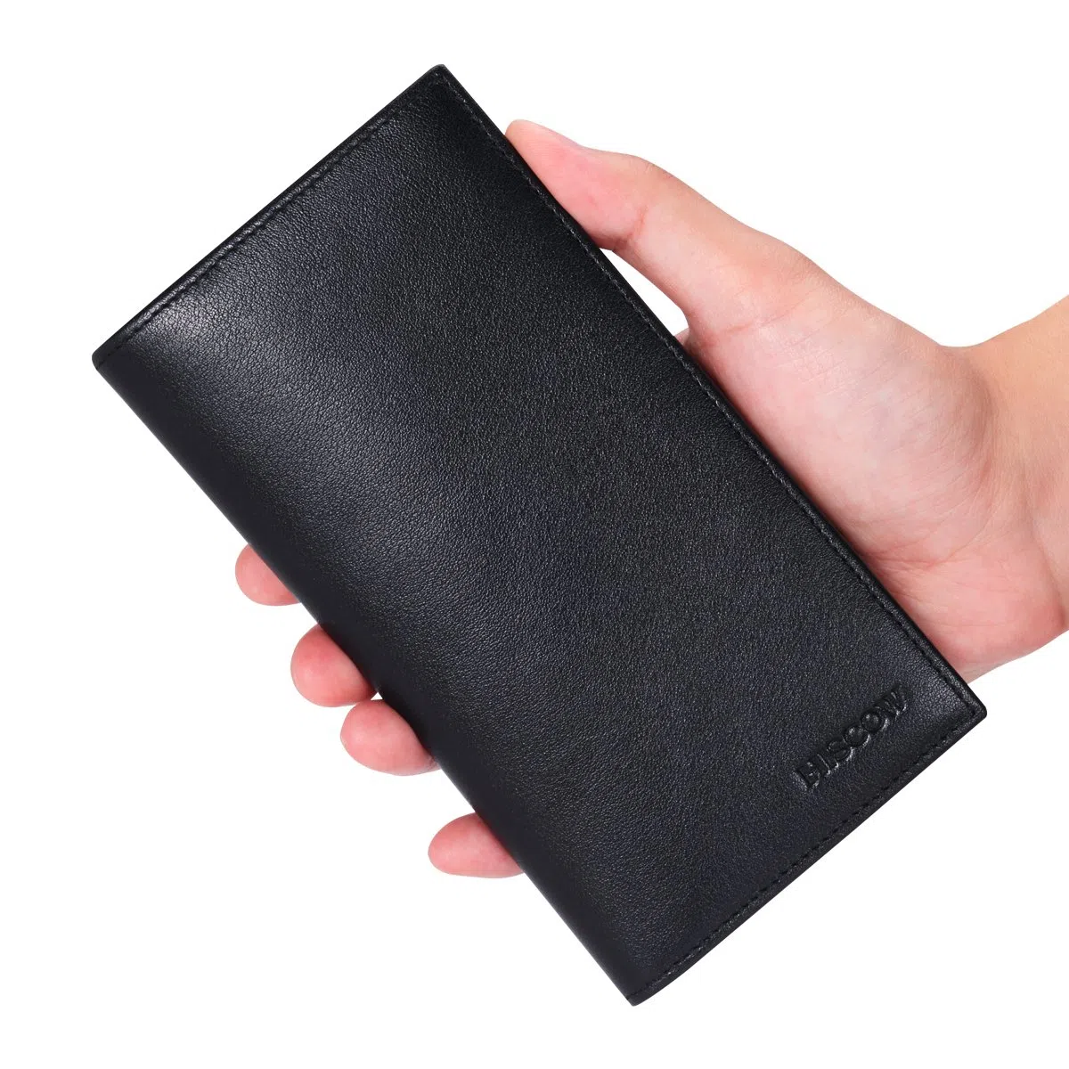 HISCOW - Copertina minimalista per libretto degli assegni, in pelle pieno fiore