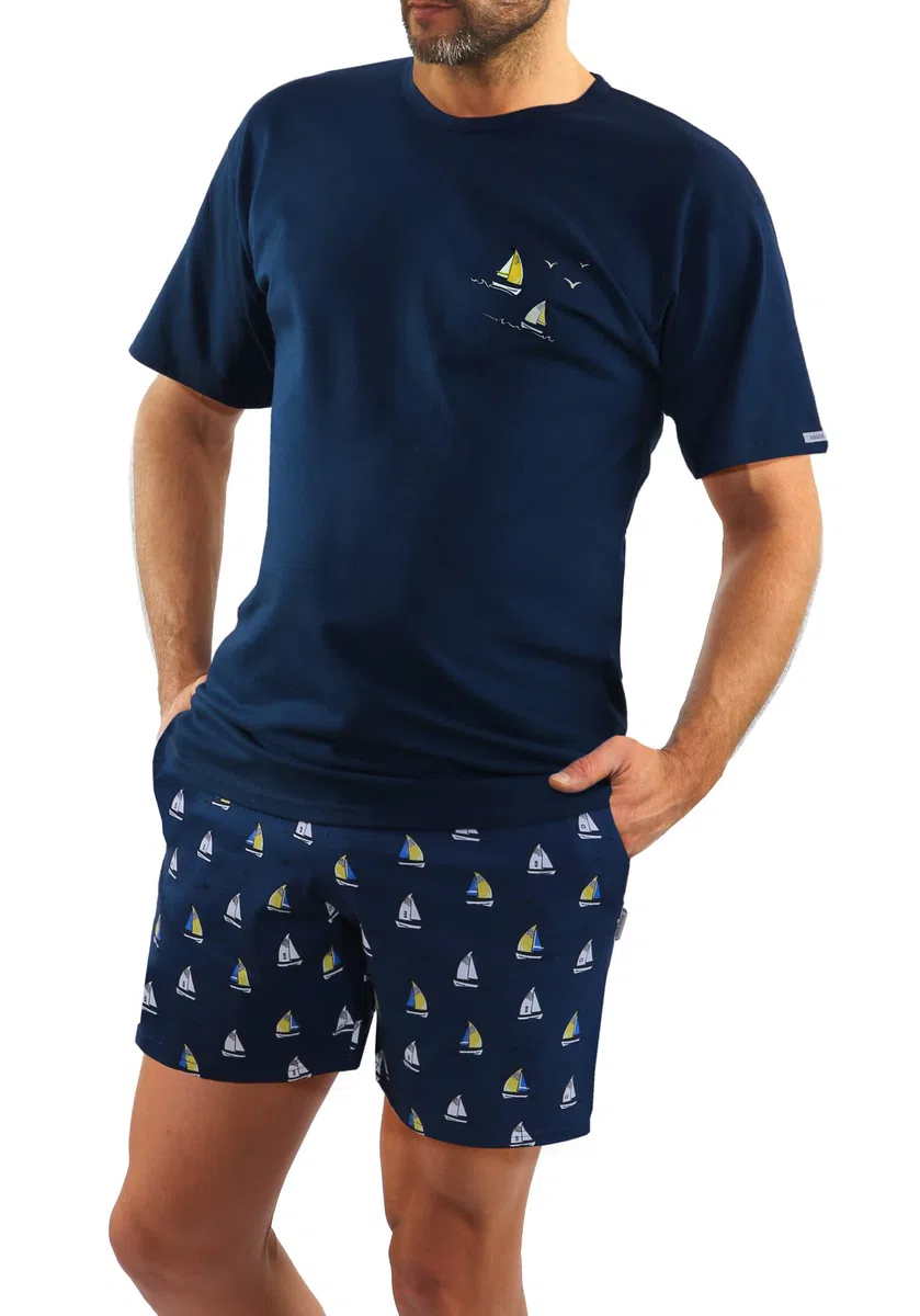 sesto senso Pajamas Uomo Corto Cotone Tshirt Pantalonici Set Manich Corte Estate