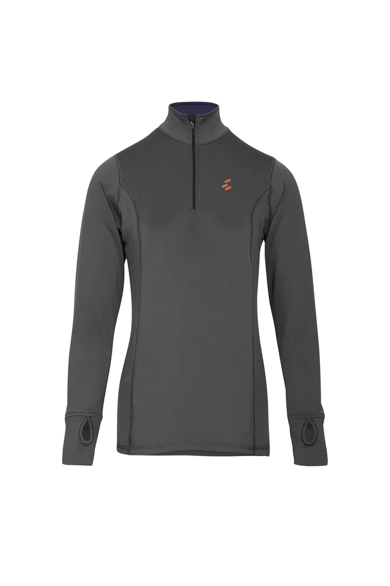 Preto Maglia termica da donna e ragazza, a maniche lunghe, abbigliamento equestre e attrezzatura per equitazione (grigio/blu navy)