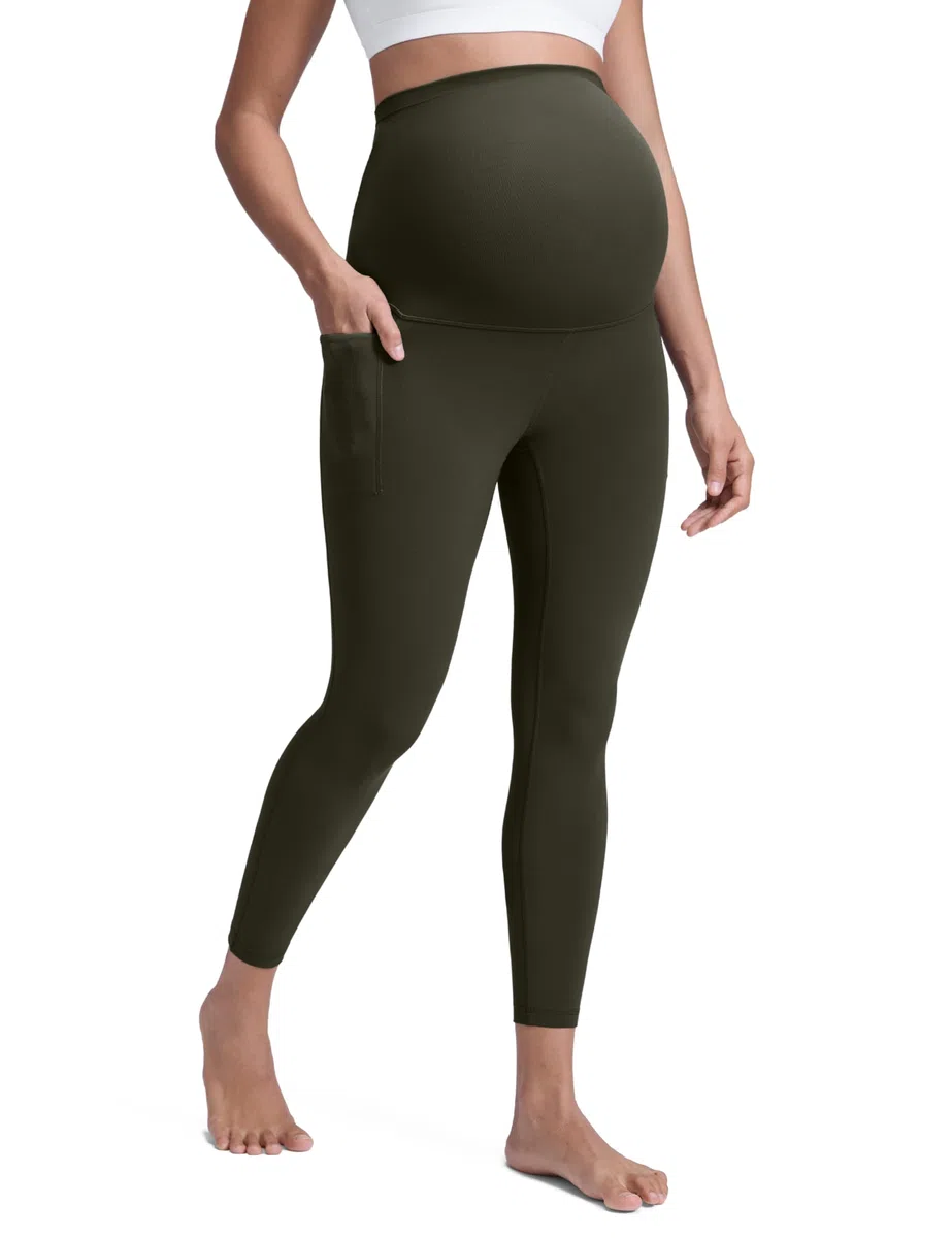 CRZ YOGA Donna Butterluxe maternità Leggings con Tasche 63cm - Allenamento Yoga Gravidanza Pantaloni