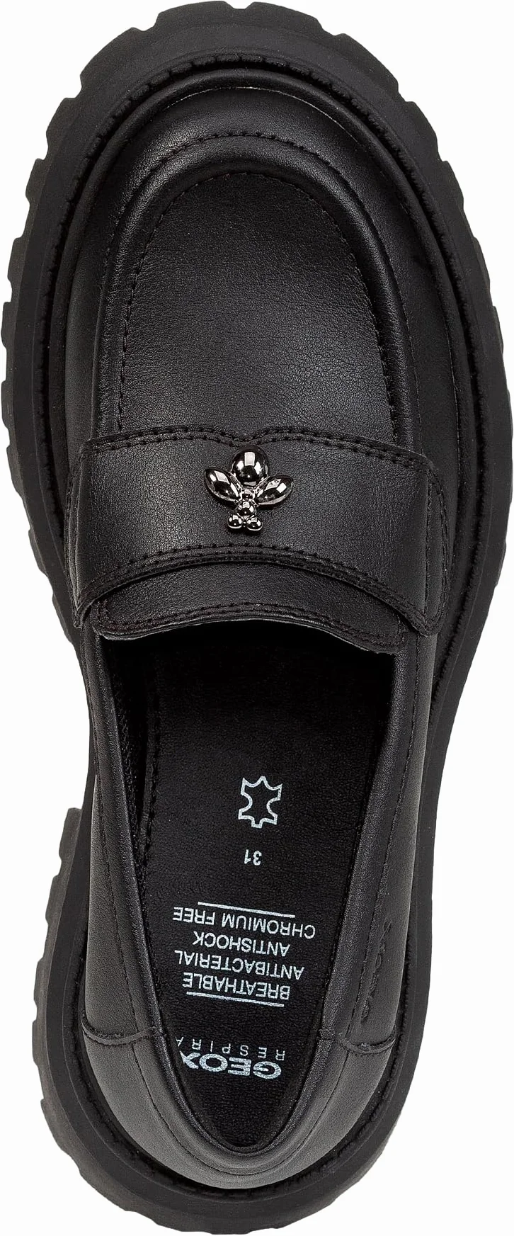 Geox Girl's J Maquinnens E Moccasin, Nero, 8 UK