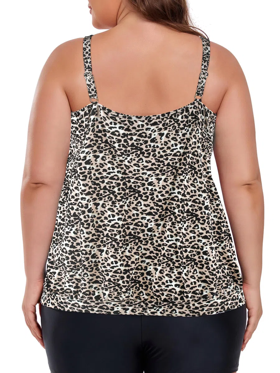 Ocean Blues Tankini da donna senza ferretto, taglie forti, con spalline regolabili e blouson, vestibilità ampia