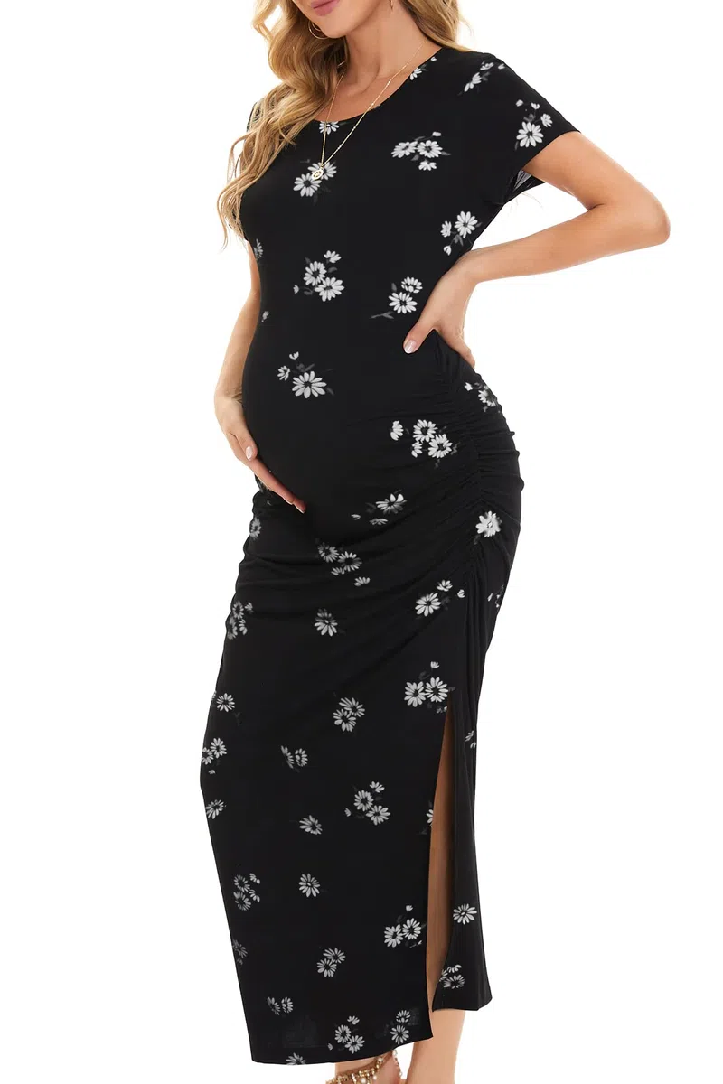 Smallshow Donna Lungo Split Vestiti Premaman Eleganti Abiti Premaman Estivi SVP121 L