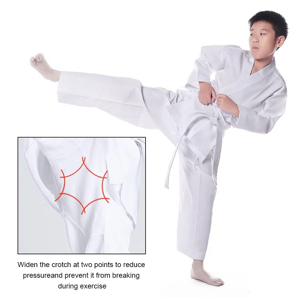 Tuta Taekwondo Bambini Unisex a Manica Lunga Uniforme Professionale per Taekwondo Arti Marziali Karate Judo