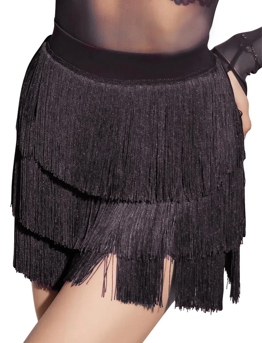 SEAUR Gonna da danza latina, da donna, con frange, con pantaloncini, per allenamento, danza, Tango Rumba Cha Cha Samba, lunghezza gonna 43-46 cm, EU S-XL = (Asie M-2XL)