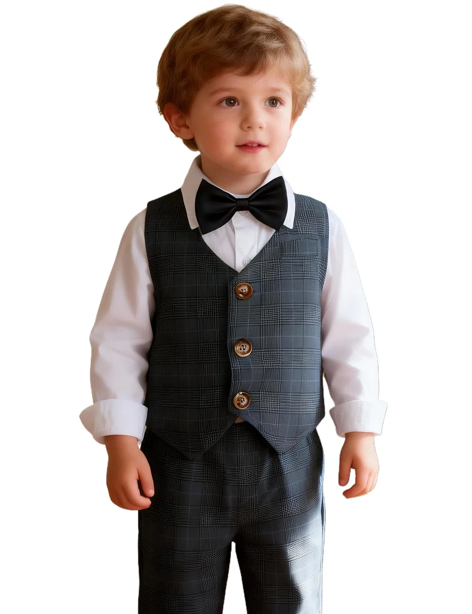 mintgreen Bambino Ragazzi Set di Abiti da Uomo Camicia a Maniche Lunghe con Papillon + Gilet + Pantaloni, 1-4 Anni