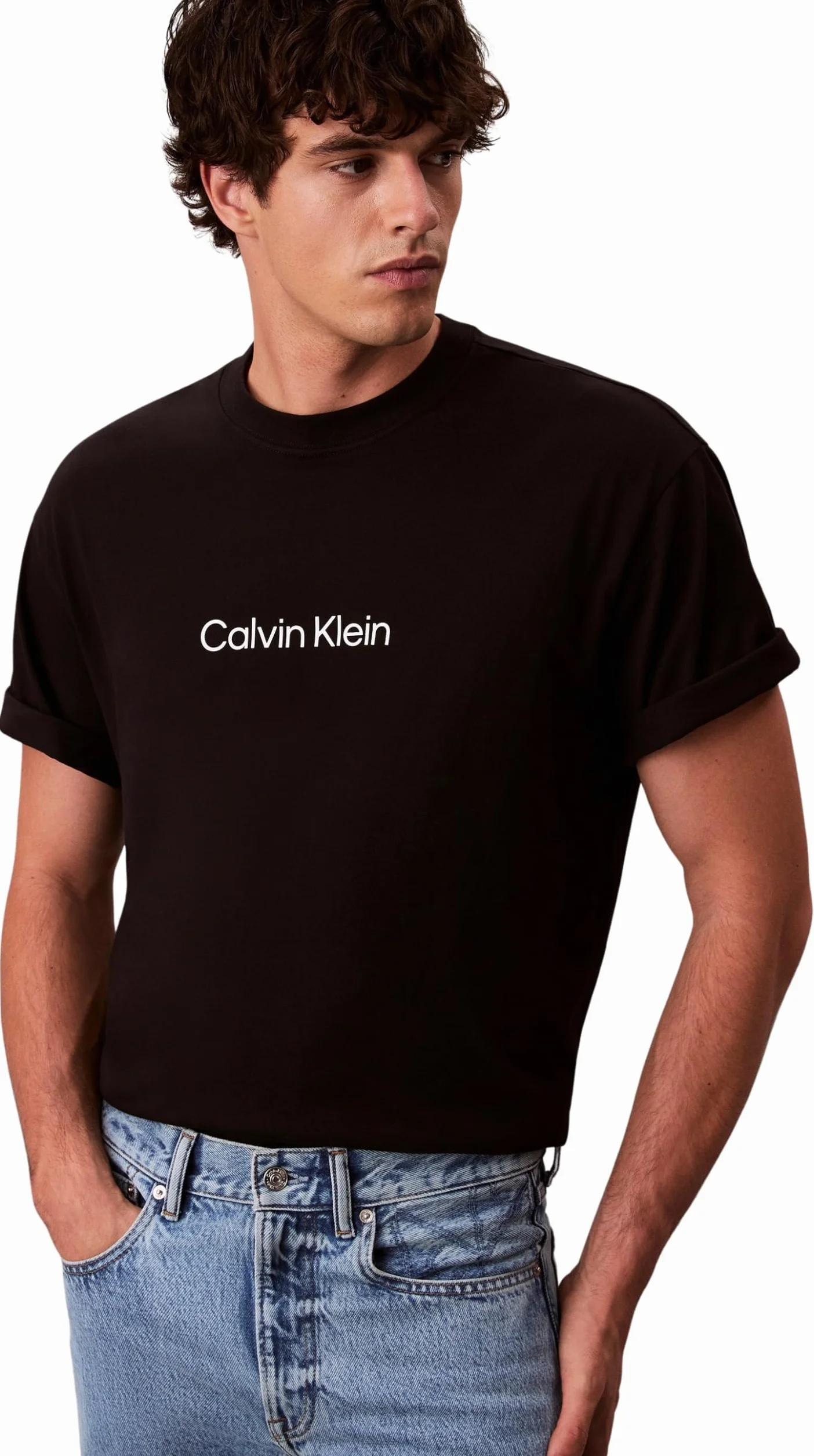 Calvin Klein SS Rlxd Standard Logo Crewnk Tee Magliette Uomo (Pacco da 1)