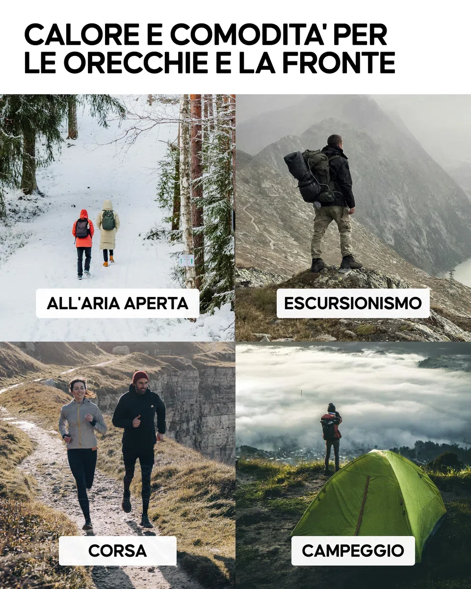 DANISH ENDURANCE Fascia per Capelli in Lana Merino con Fodera in Pile, per Donna e Uomo, Copricapo Funzionale, Ideale per il Freddo e all'Aperto, Unisex