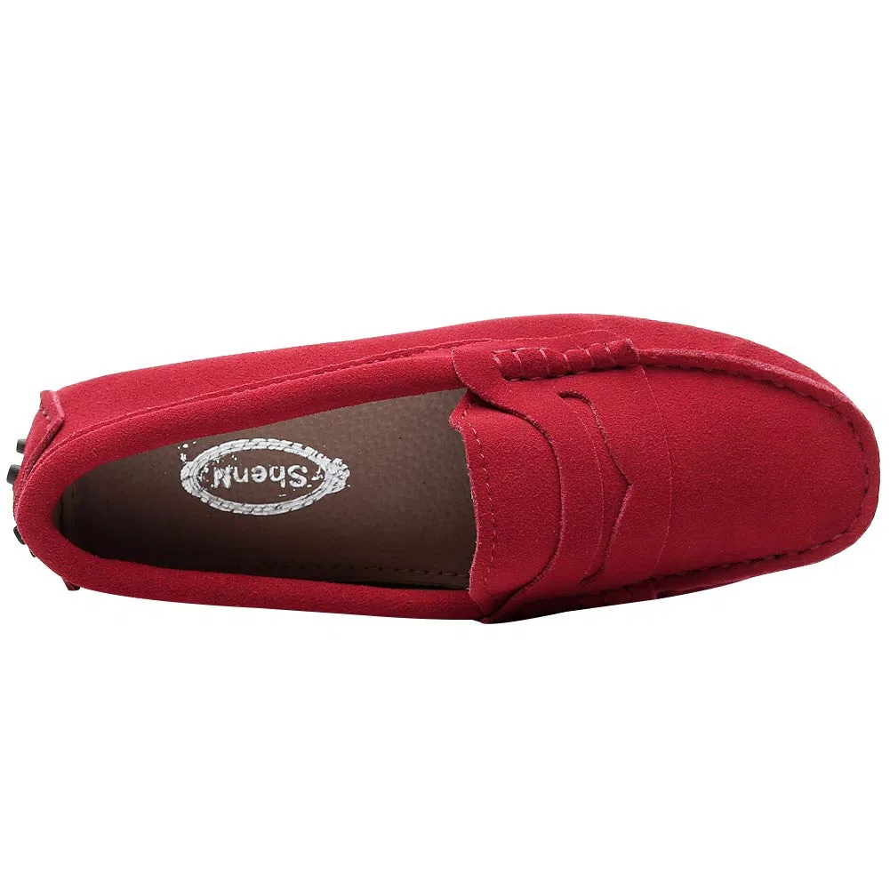 Donna Classico Scamosciato/Tessuto Papillon Penny Loafers Comodo Fatto a Mano Mocassini Pantofola