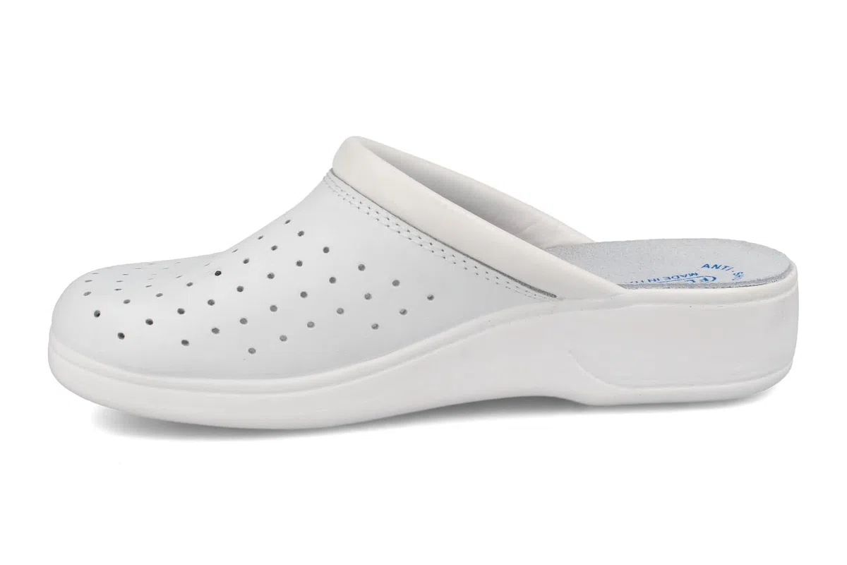 Fly Flot | Man Professional, Zoccoli Sanitari Uomo, Ciabatta con Tomaia in Pelle Forata e Sottopiede in Pelle Scamosciato