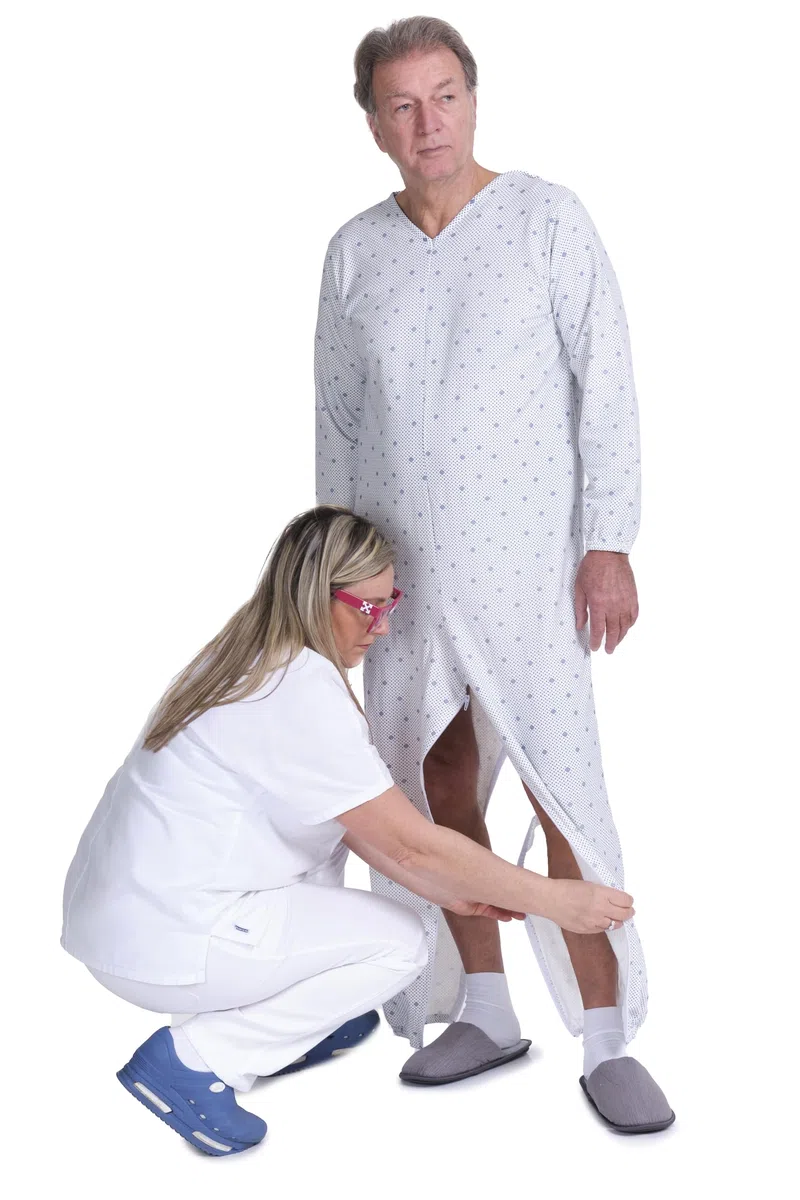 FERRUCCI COMFORT Pigiama Tutone Sanitario in Cotone Fresco per Anziani, Manica Lunga, Chiusura Dorso e Interno Gamba, Incontinenza, Alzheimer, Made in Italy
