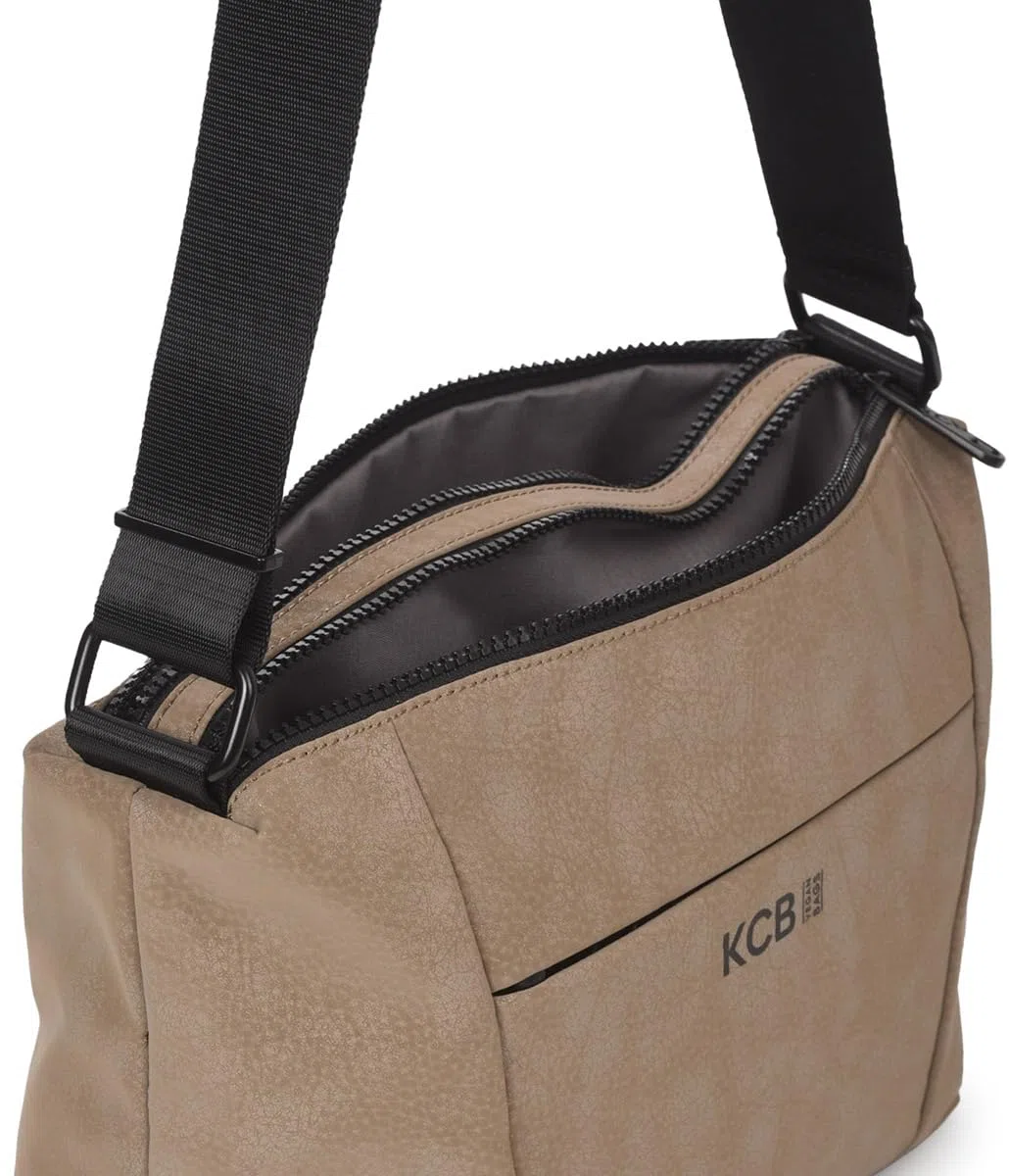 KCB Borsa a tracolla grande Hide | grande capacità e organizzazione | tasche multiuso con cerniera | materiale resistente | maniglie regolabili | 100% vegano