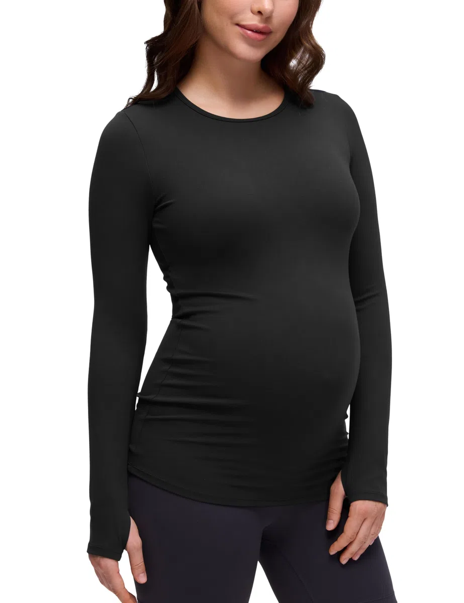CRZ YOGA Donna Butterluxe Manica Lunga maternità Top Camicie Basic da Gravidanza