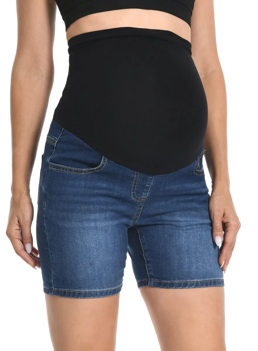 Jeans Pantaloncini premaman alla moda, jeans sopra la pancia, jeans estivi alla moda, jeans premaman corti