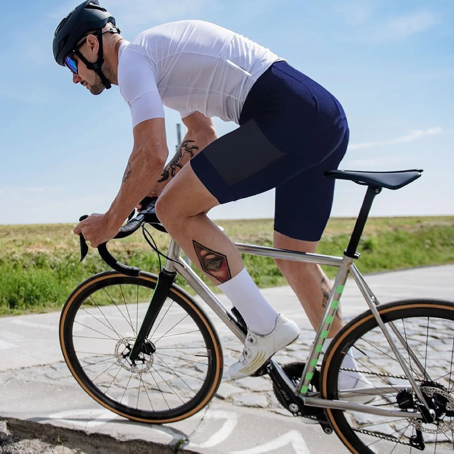 Lo.gas Salopette Ciclismo Uomo Imbottita Traspirante Asciugatura Rapida ideale per estate allenamento strada mountain bike