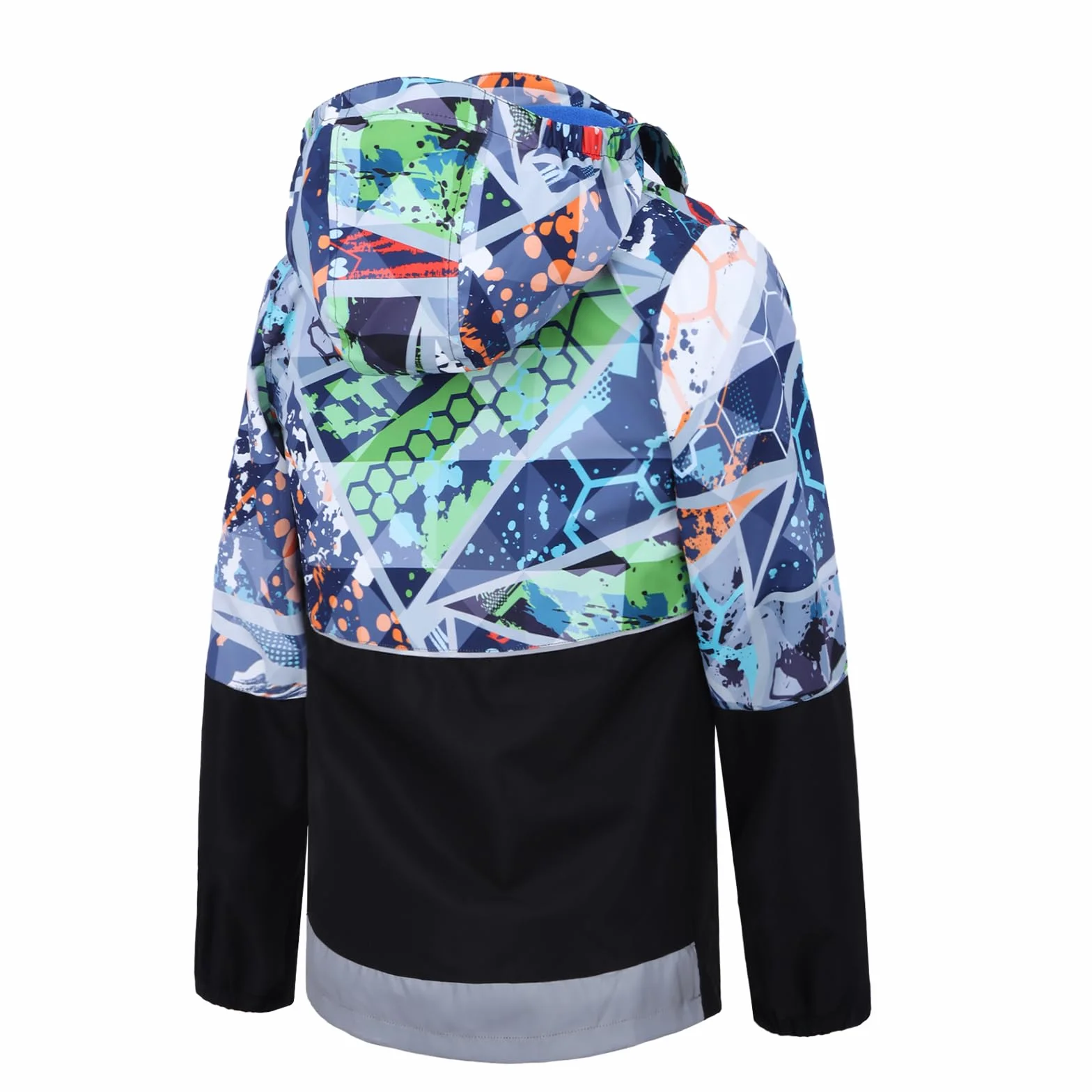 BWBIKE Giacca Impermeabile con Cappuccio per Bambini, Foderata in Pile, Antivento, Leggera, Ideale per Primavera/Autunno/Inverno, Giacca a Vento per Ragazzi a Blocchi di Colore