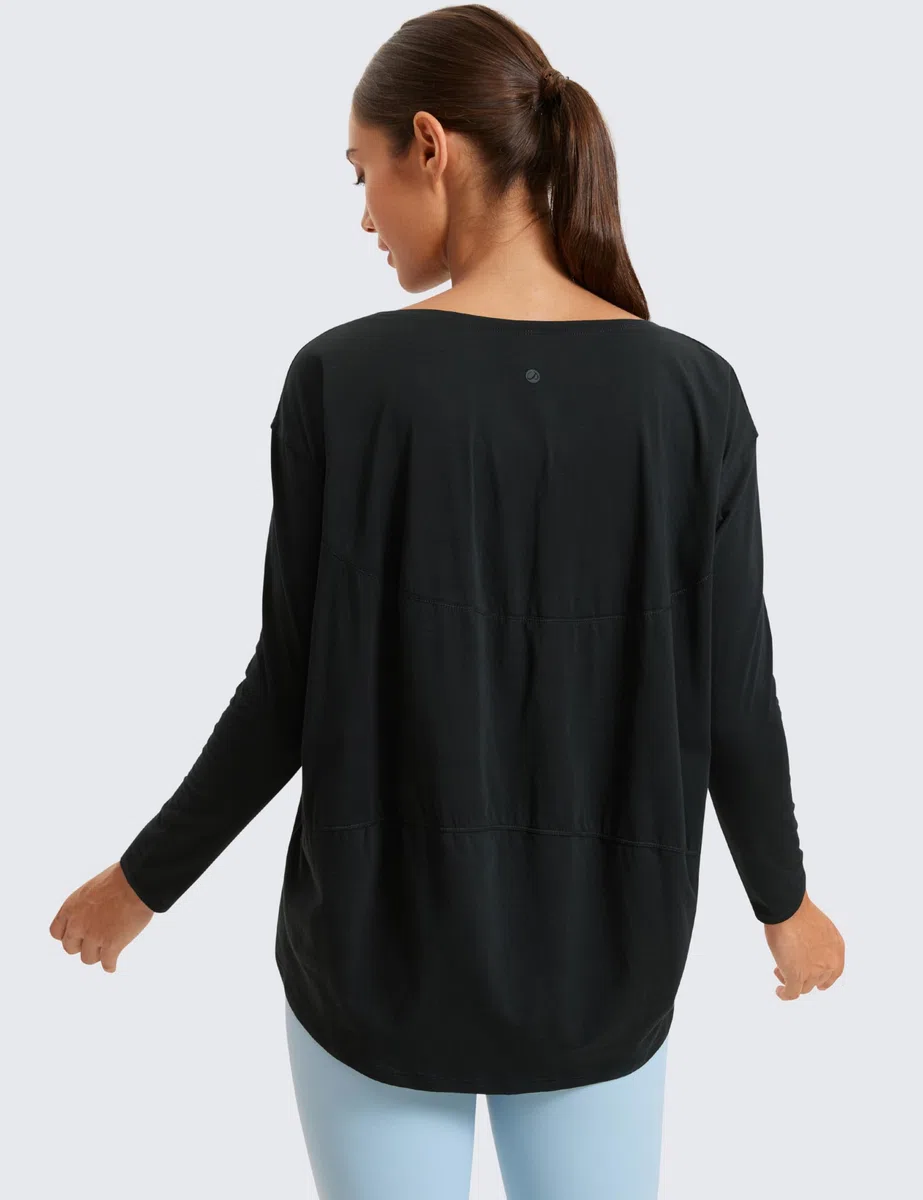 CRZ YOGA Donna Pima Cotone Casual Maniche Lunghe T-Shirt Loose Fit Sport Abbigliamento